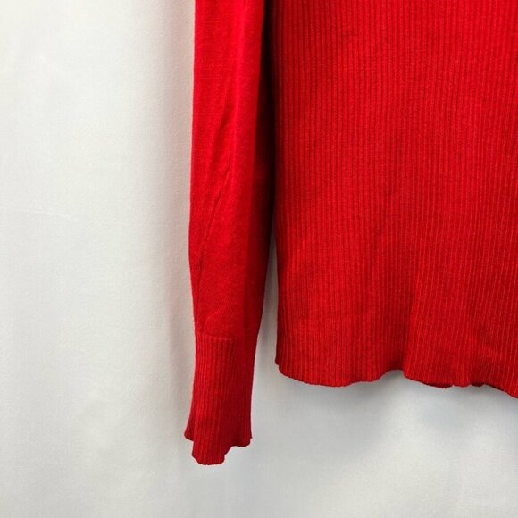 Dots Womens Pullover Sweater Red Knit Long Sleeve Cold Shoulder Cowl Neck Medium - Picture 8 of 10
